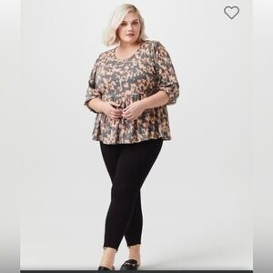 Meri Skye Madeline Fit& Flare Top quarter length balloon sleeves shirt 1X